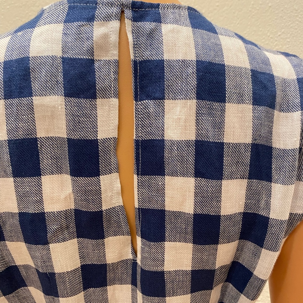Reformation Navy and White Gingham Midi Wrap Dress - Picture 11 of 11